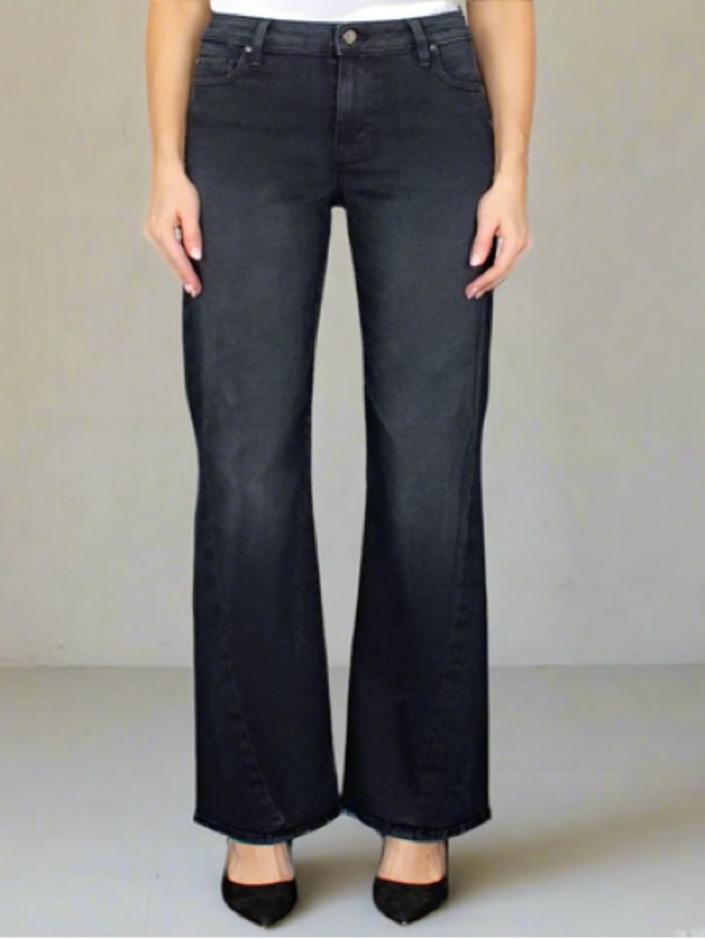 Fidelity Denim Black Wide Leg Jeans